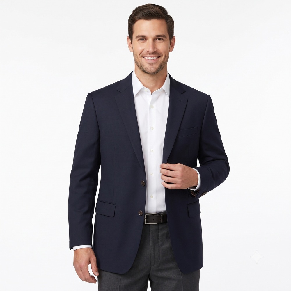 Paul Betenly Sergio Navy Wool Cashmere Blazer Sport Coat Mens 46L 7S0001